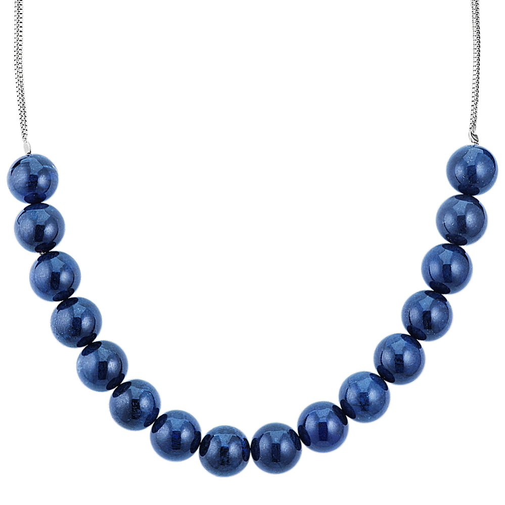 Blue Quartz and Sterling Silver Necklace (18 in)