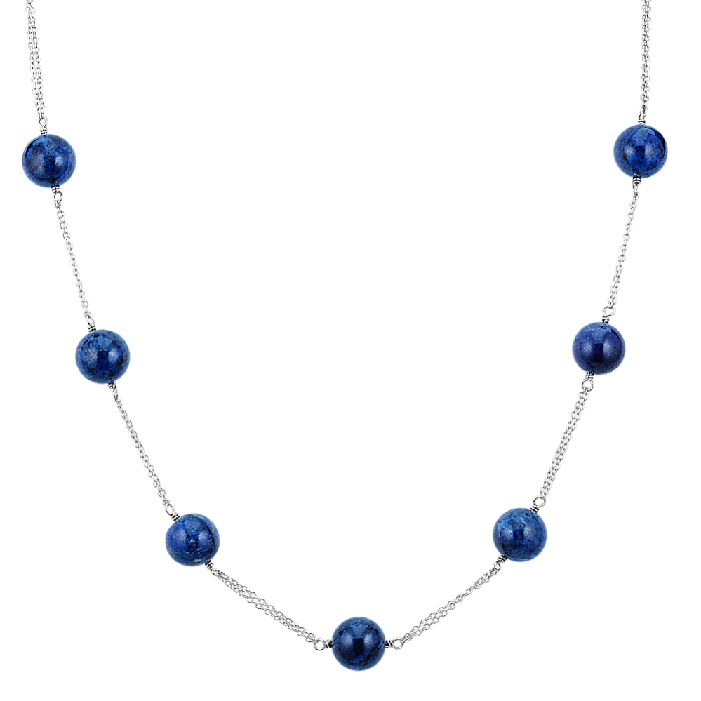 Blue Quartz and Sterling Silver Necklace (24 in)