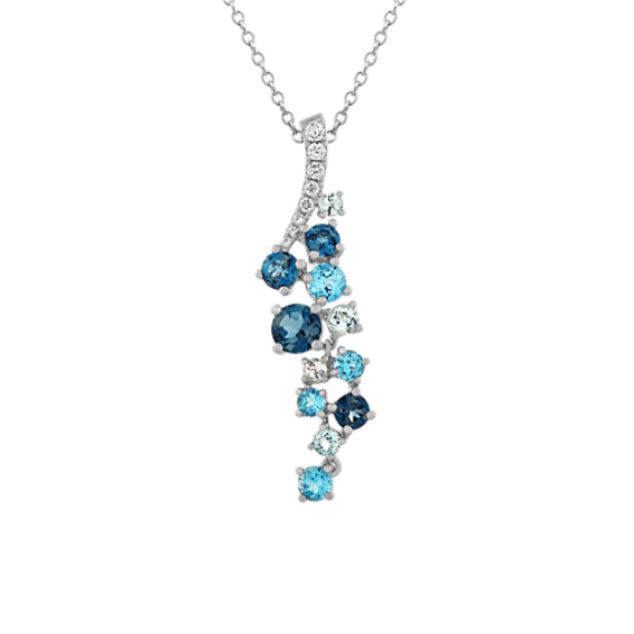 Cascade Blue Topaz & Diamond Pendant