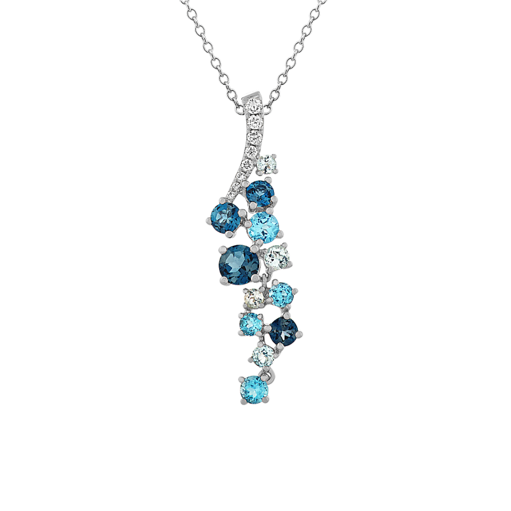 Seaside Blue and London Blue Topaz Ombre Pendant in 14K White Gold (24 in)
