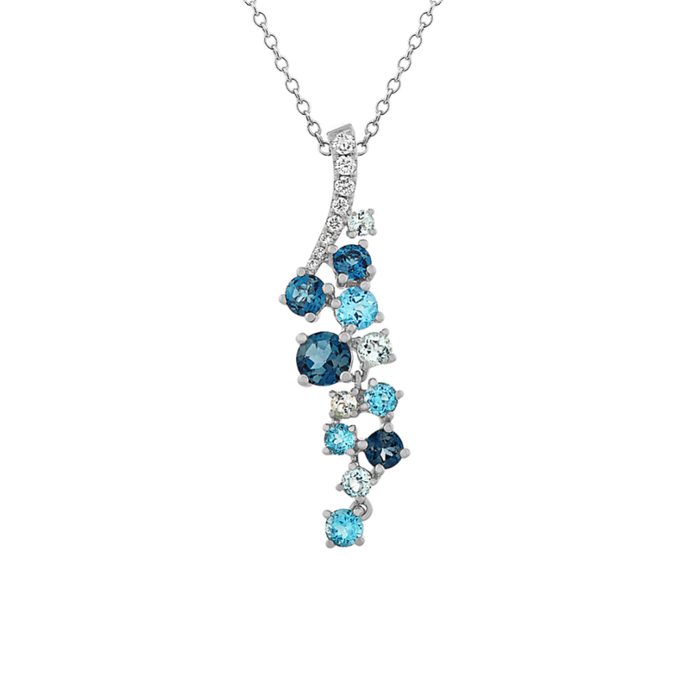 Cascade Blue Topaz & Diamond Pendant