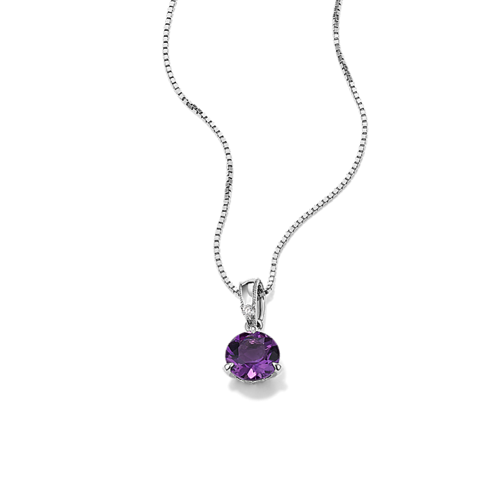 Bondi Amethyst & Diamond Pendant (18'')
