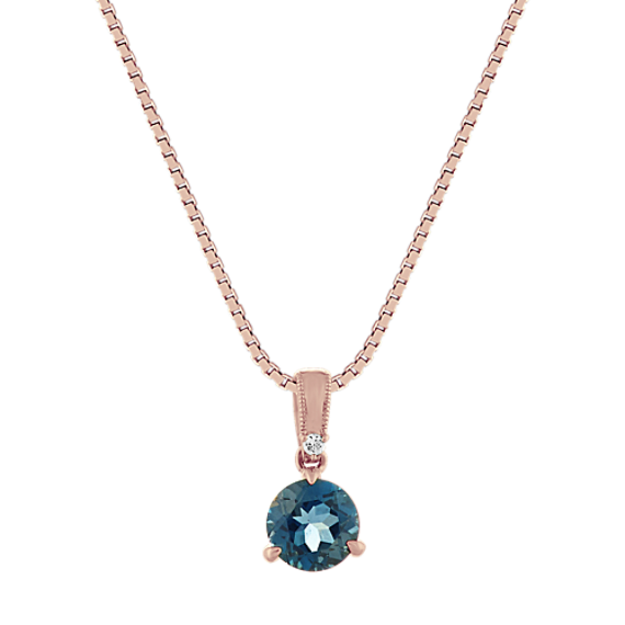 Bondi Blue Topaz & Diamond Pendant