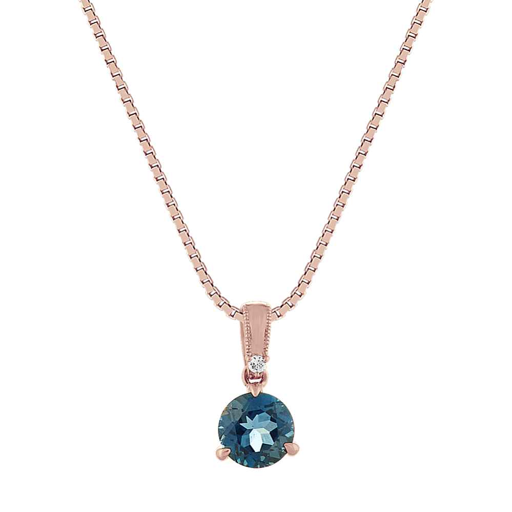 Bondi Blue Topaz & Diamond Pendant