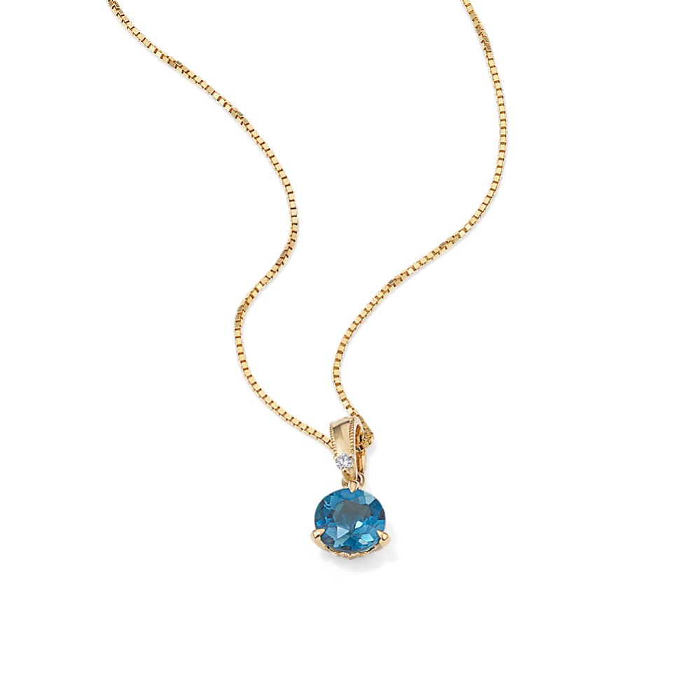 Bondi Blue Topaz & Diamond Pendant