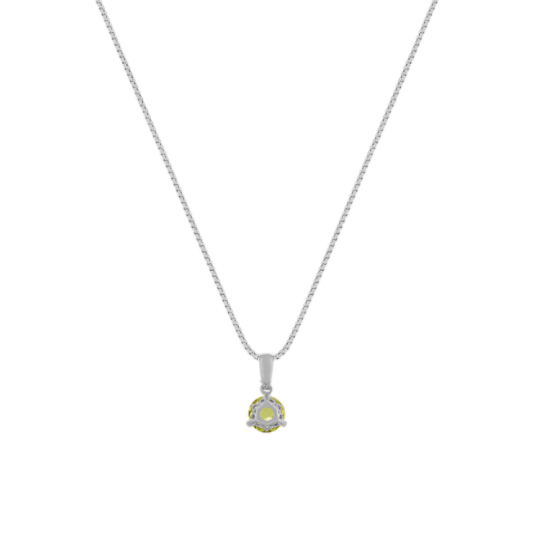 Bondi Natural Peridot and Natural Diamond Pendant in 14K White Gold (18 in)