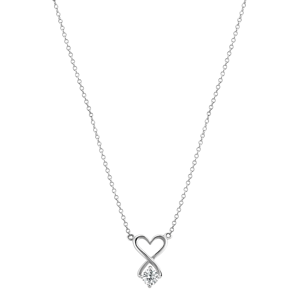 Bonnie White Sapphire Heart Necklace in Sterling Silver (18 in) | Shane Co.