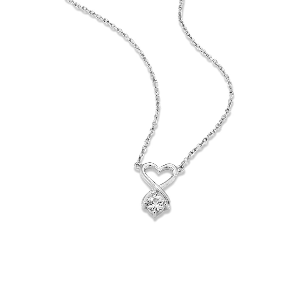 Bonnie White Natural Sapphire Heart Necklace in Sterling Silver (18 in)