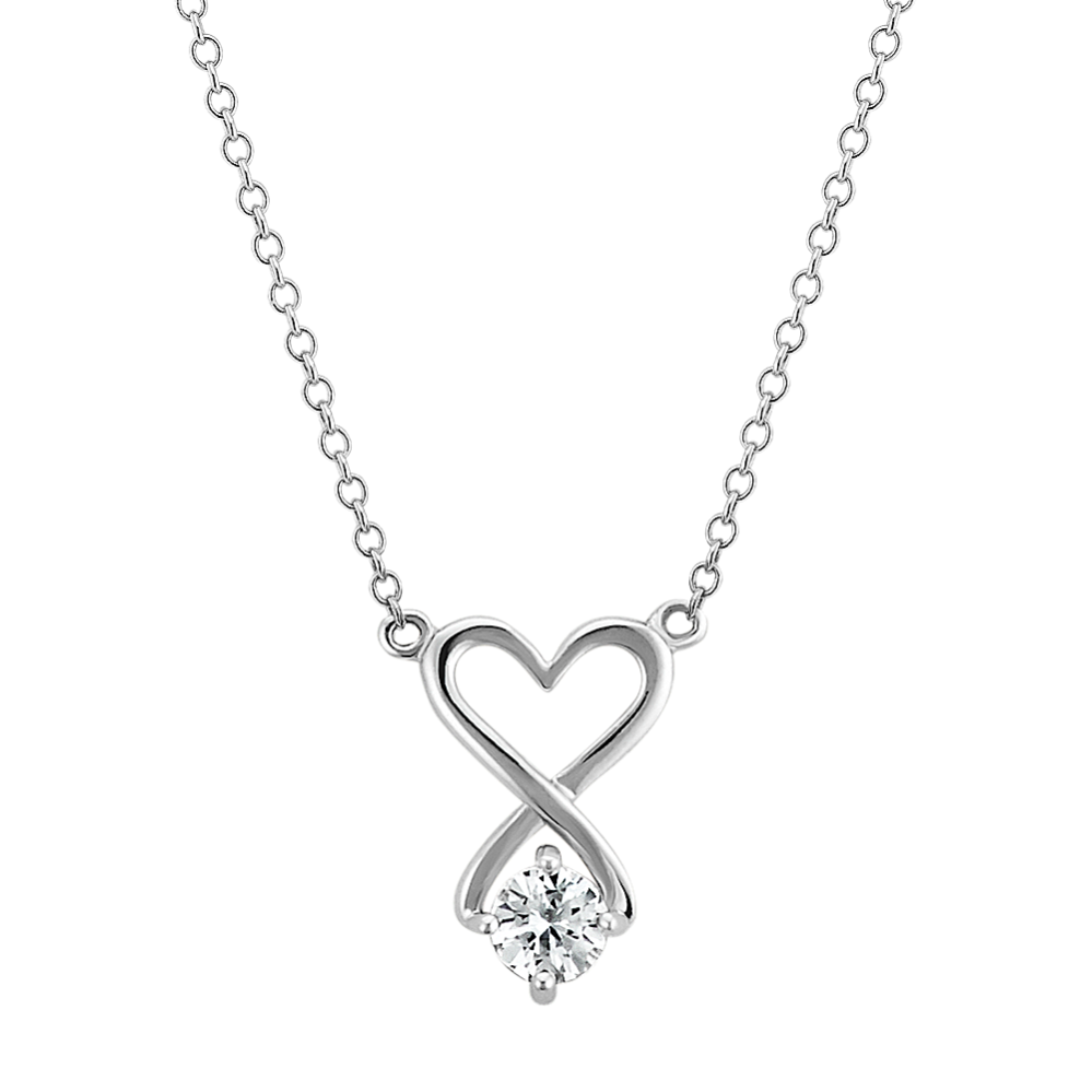 Bonnie White Sapphire Heart Necklace in Sterling Silver (18 in)