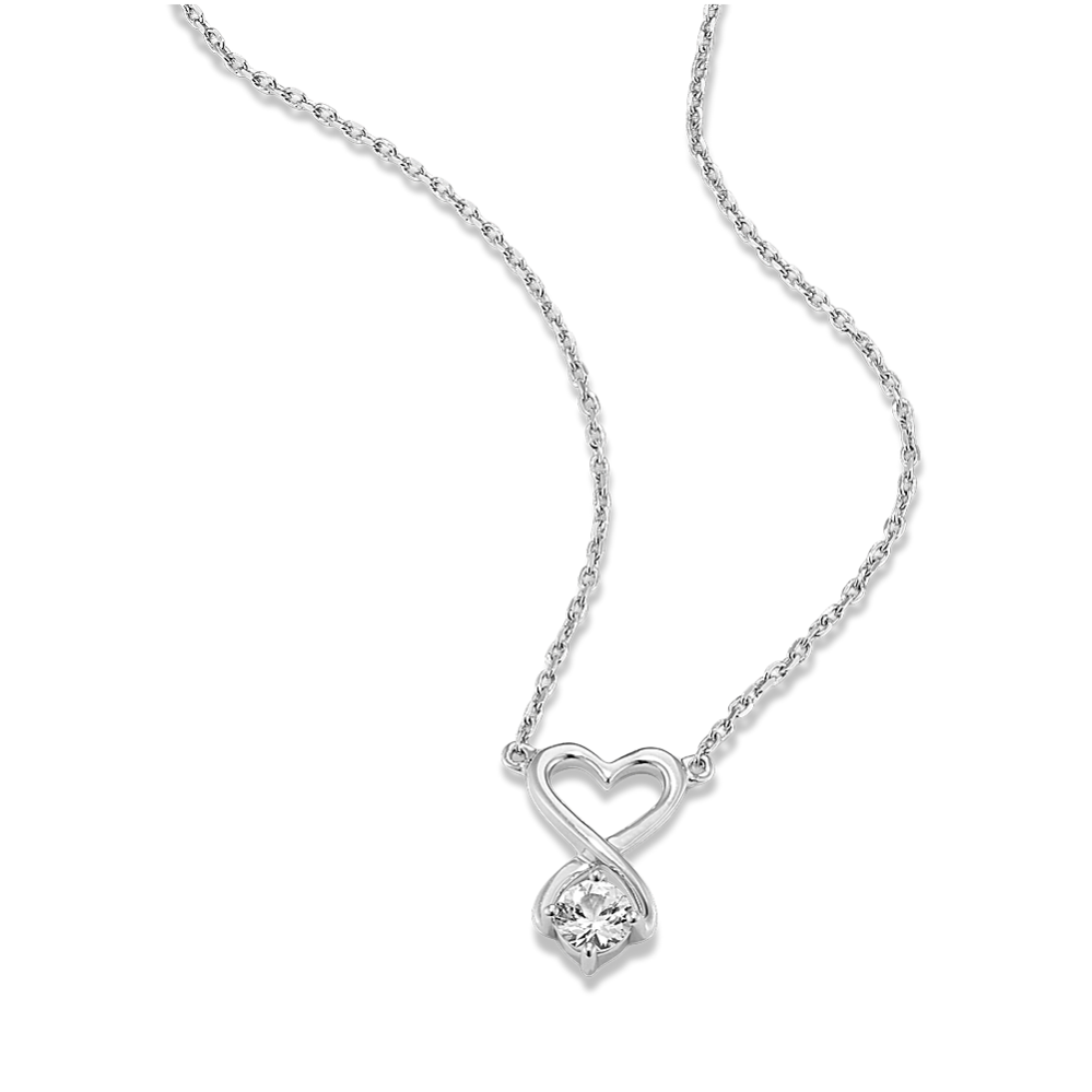 Bonnie White Sapphire Heart Necklace in Sterling Silver (18 in)