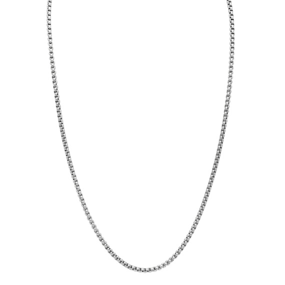24 in Mens Box Chain Necklace in Stainless Steel (3.4mm)