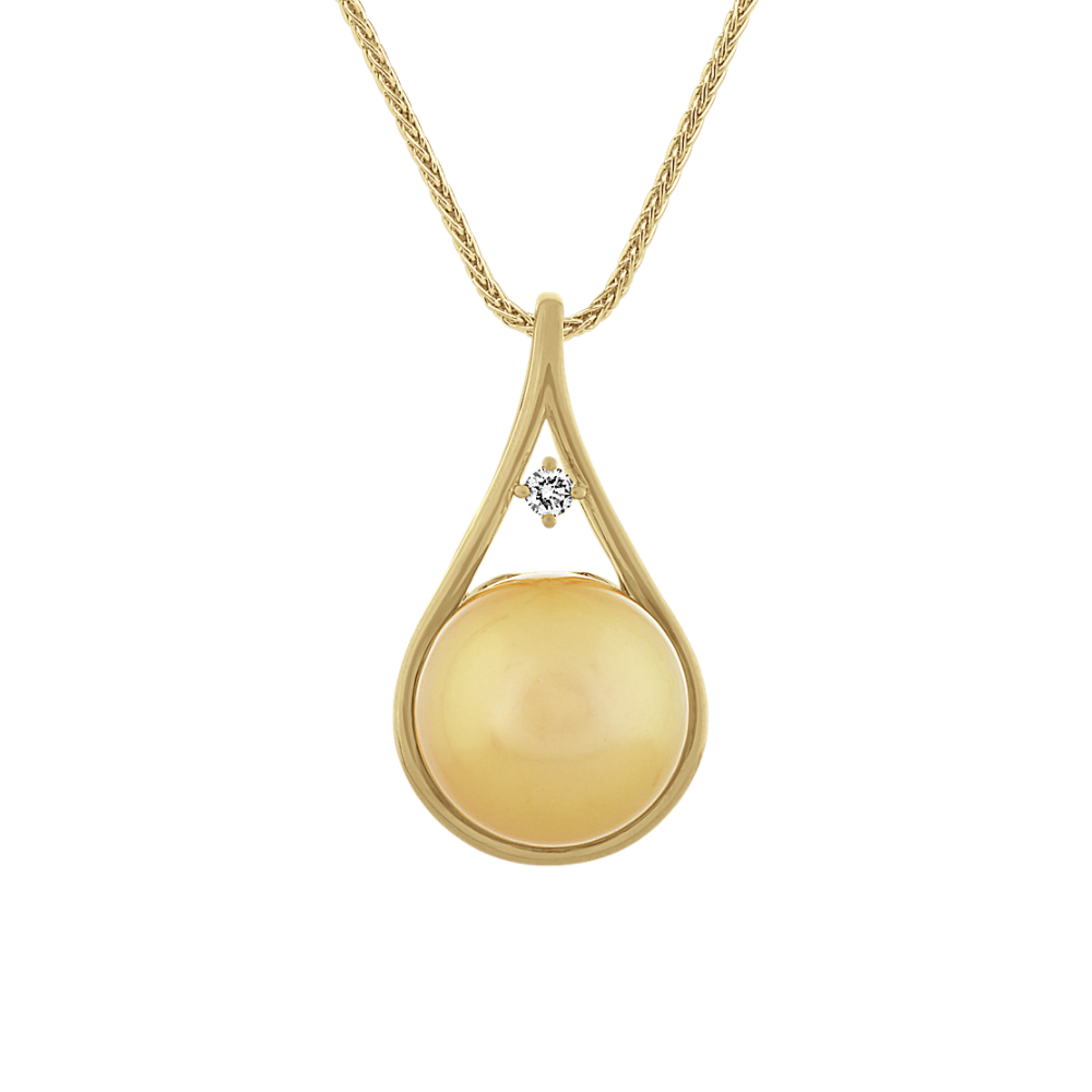 Bronte 13mm South Sea Pearl and Natural Diamond Pendant (22 in)