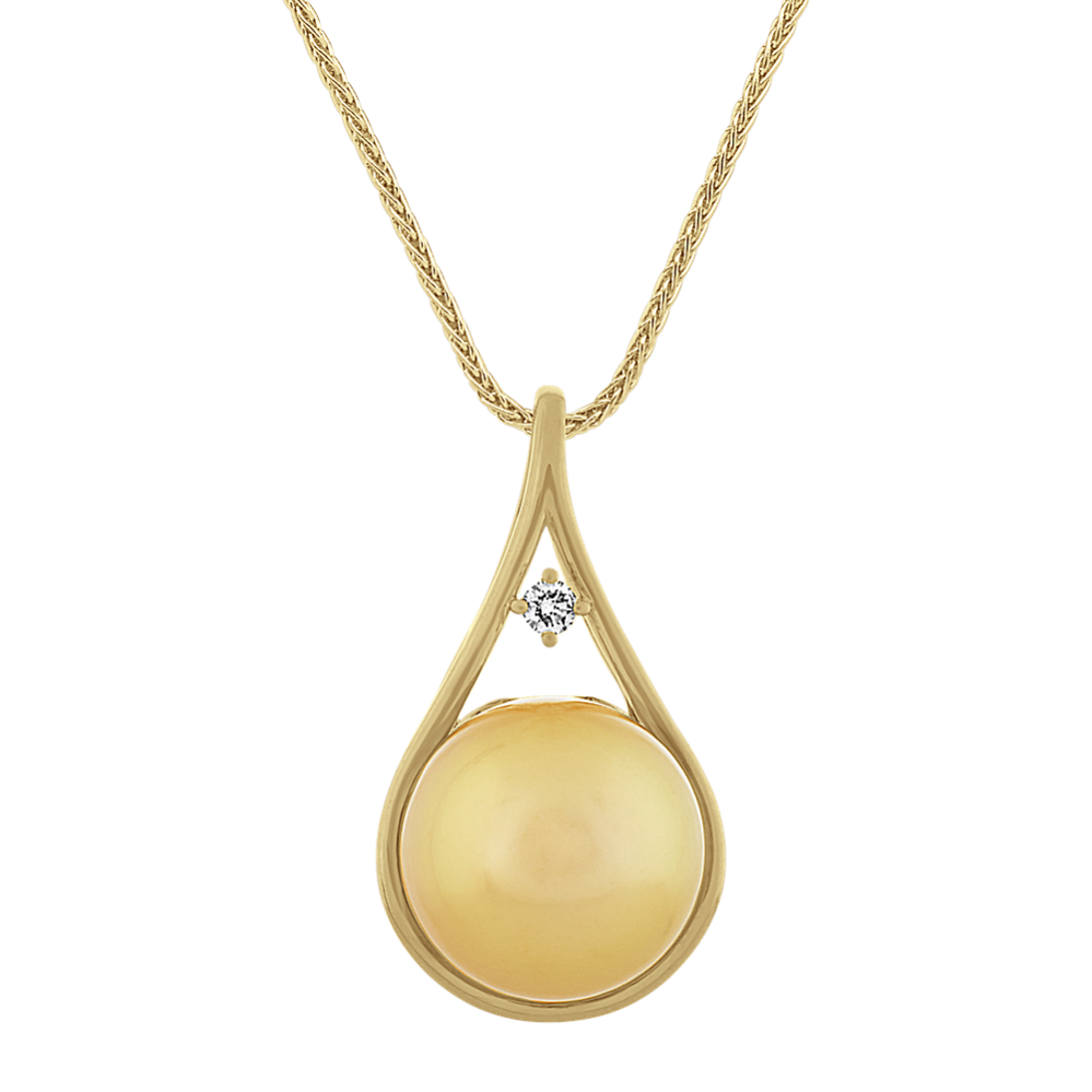 Bronte 13mm South Sea Pearl and Diamond Pendant (22'')