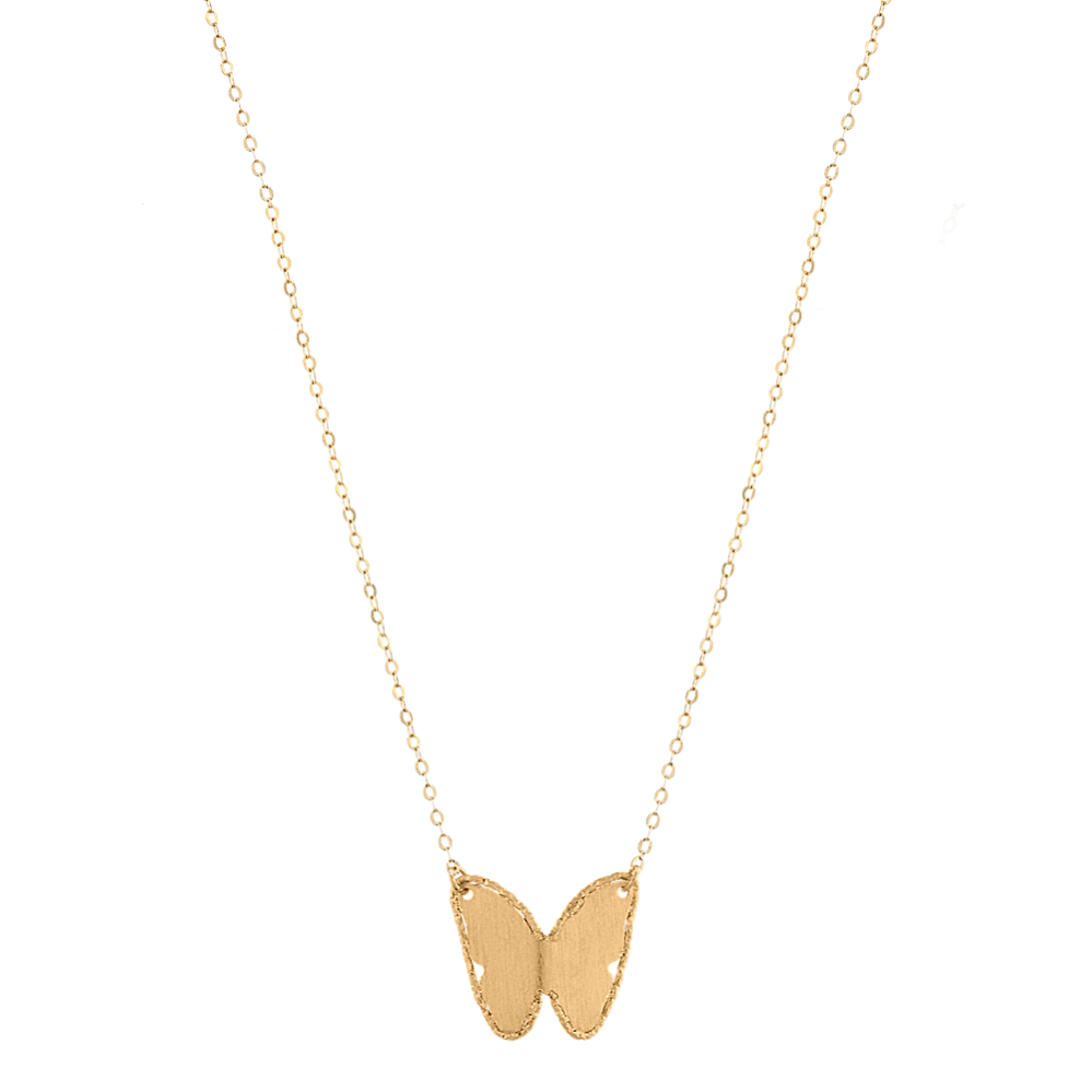 Butterfly Pendant in 14K Yellow Gold (18 in) | Shane Co.