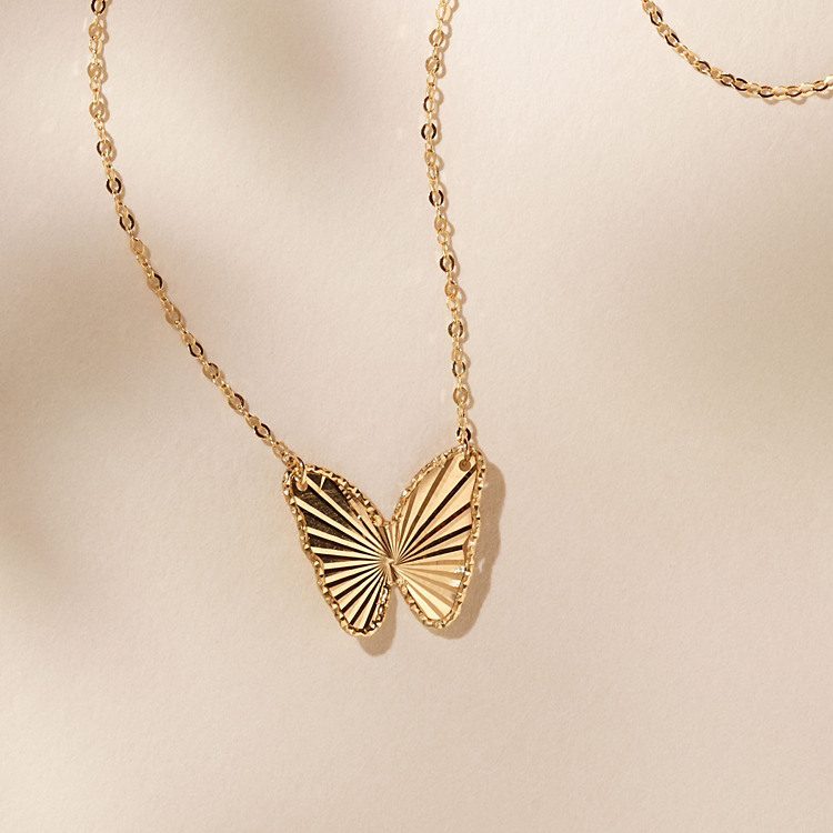 Butterfly Pendant in 14K Yellow Gold (18 in)