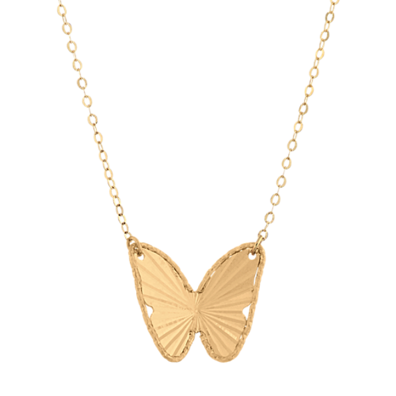Butterfly Pendant in 14K Yellow Gold (18'')