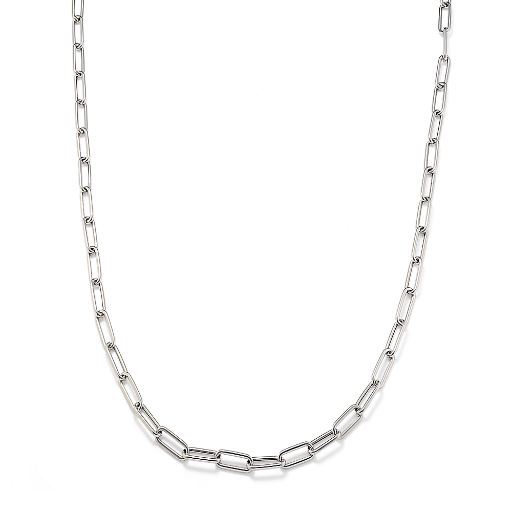 Paper Clip Link Bracelet in 14k White Gold (7.5 in)
