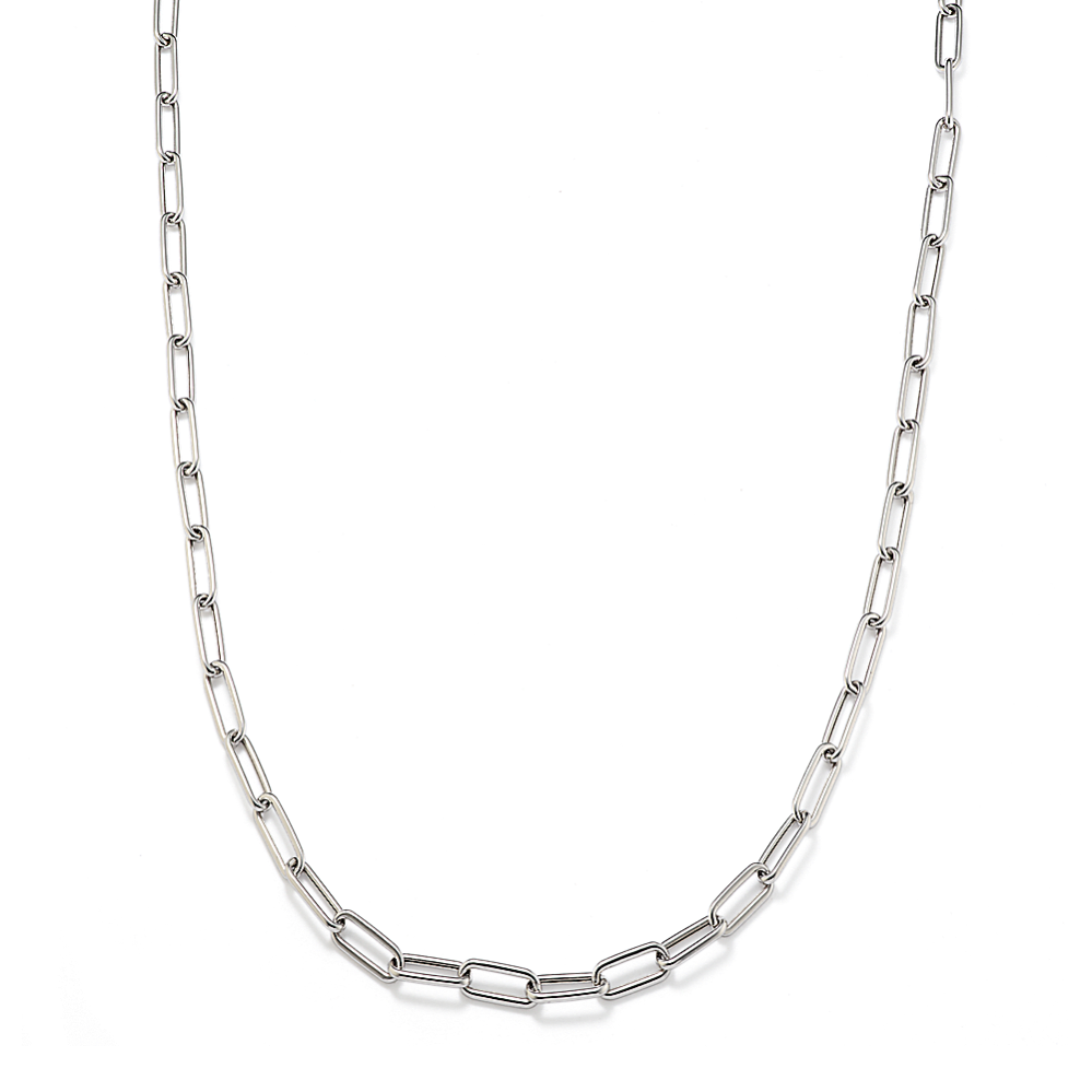 Cali 14K White Gold Paperclip Chain (18in)
