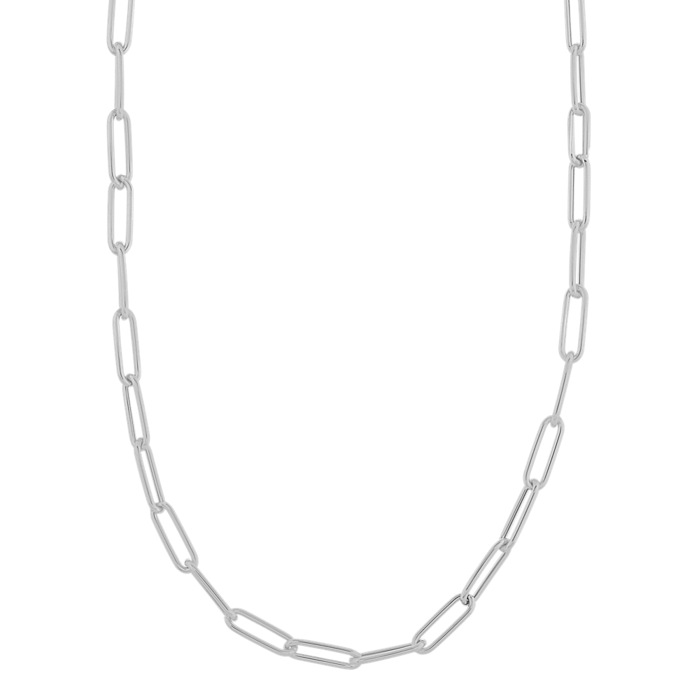Cali 14K White Gold Paperclip Chain (20in)