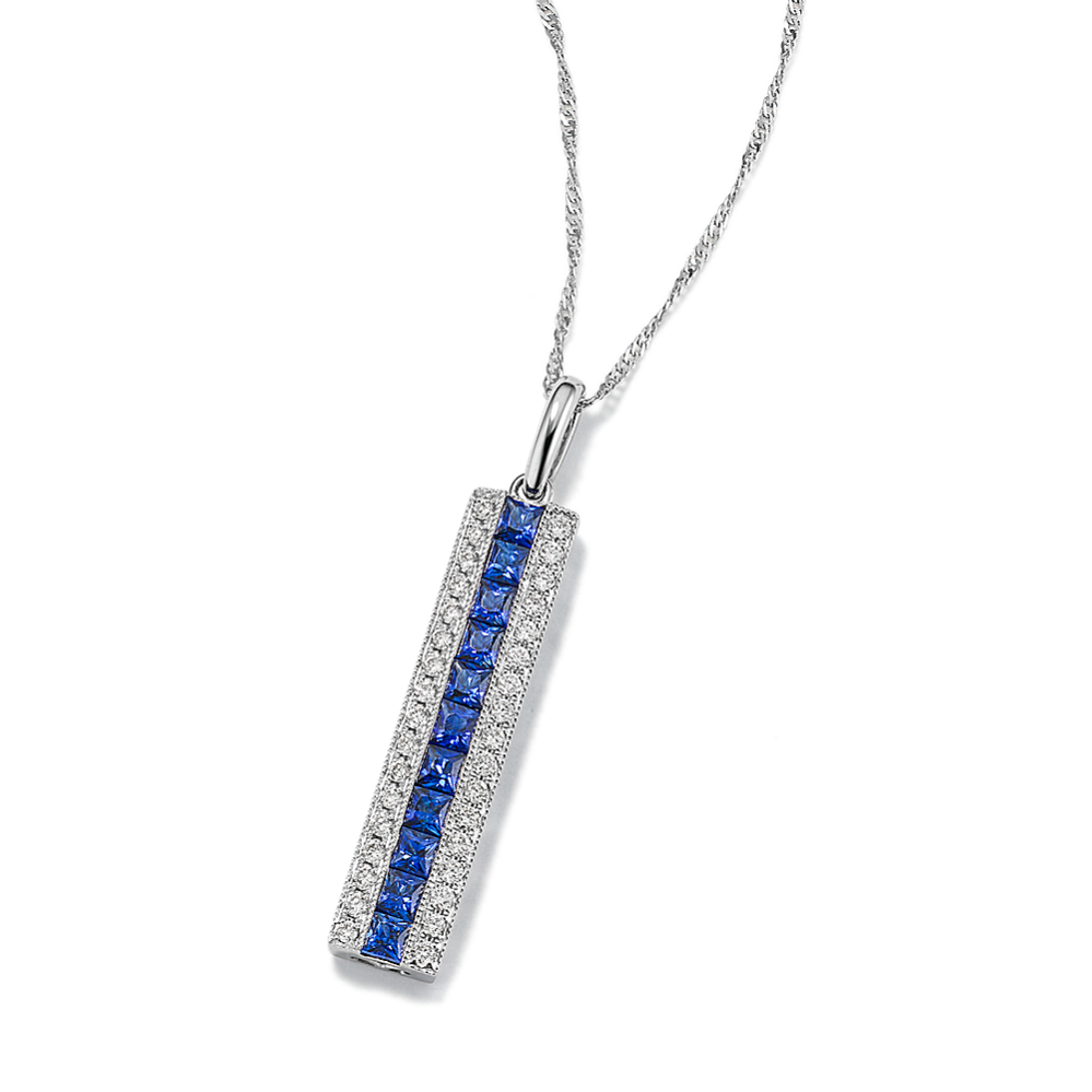 Cambria Sapphire & Diamond Vertical Bar Pendant