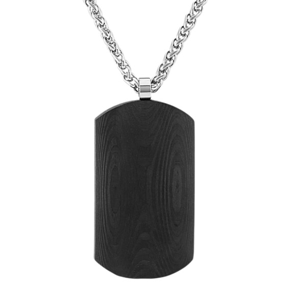 Carbon Fiber and Stainless Steel Dog Tag Necklace (24 in)