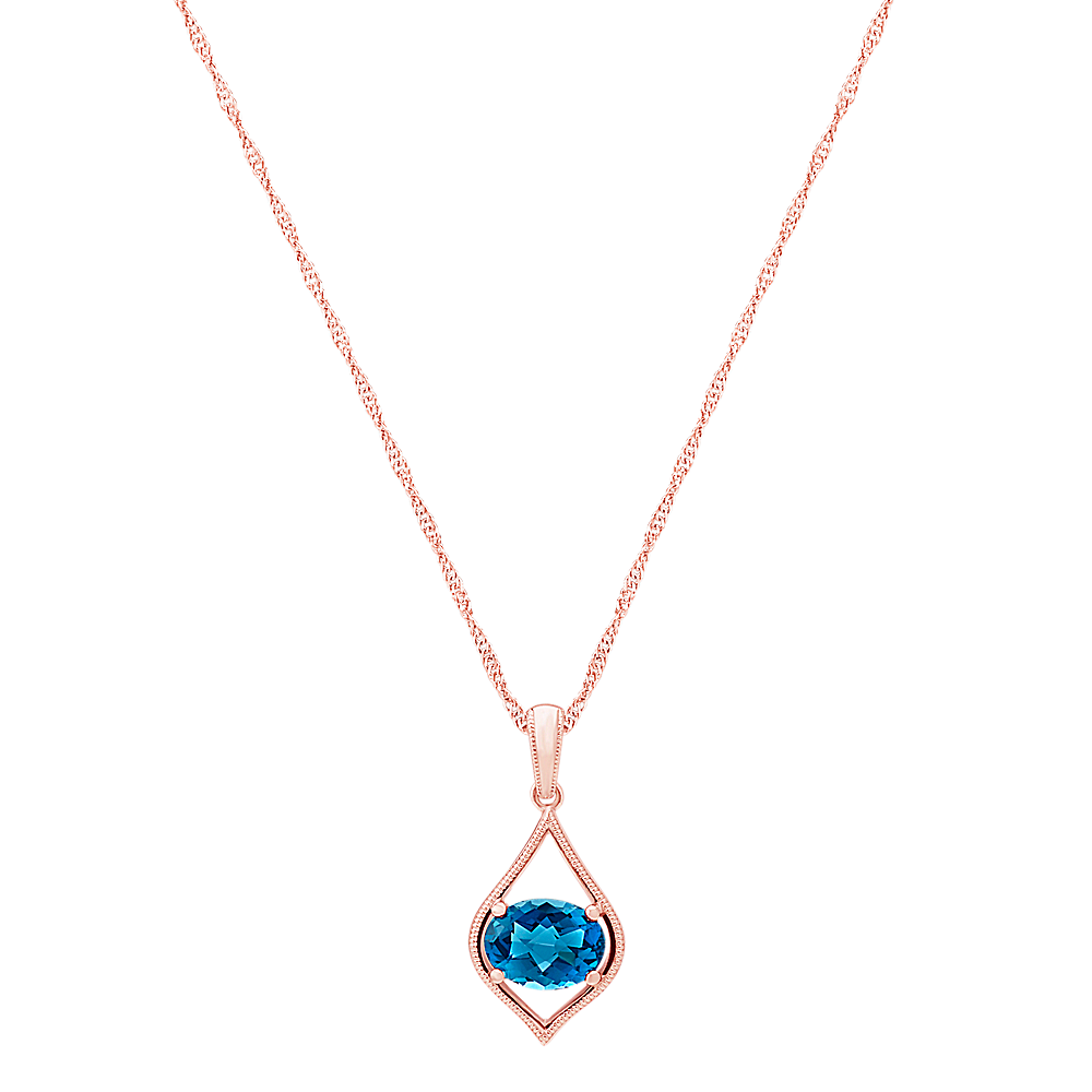 Checkerboard Cut London Blue Topaz Pendant (20 in) | Shane Co.