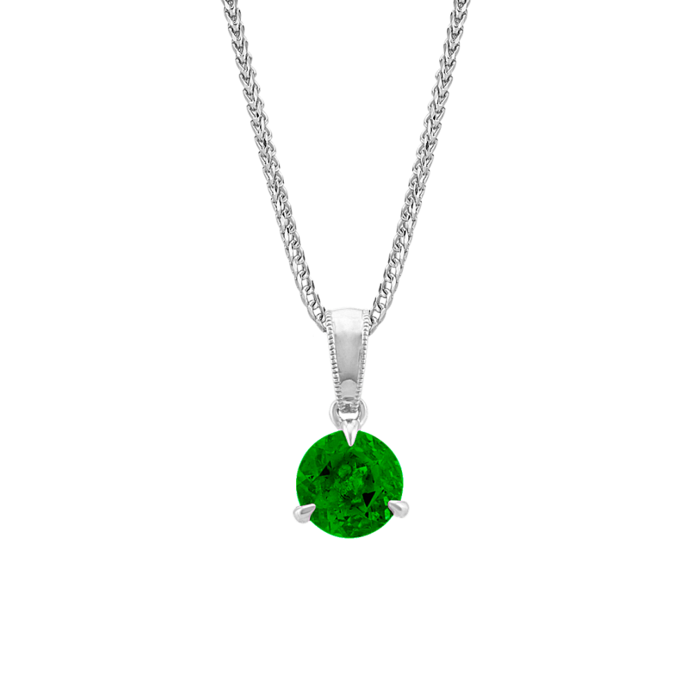Gwen Natural Chrome Diopside Solitaire Pendant in Sterling Silver (22 in)