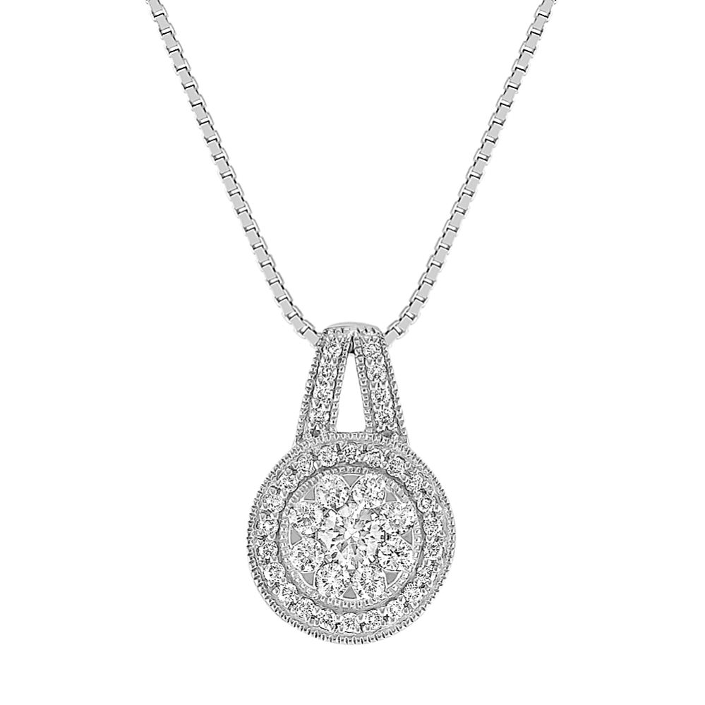 Circle Diamond Cluster Pendant (18'')