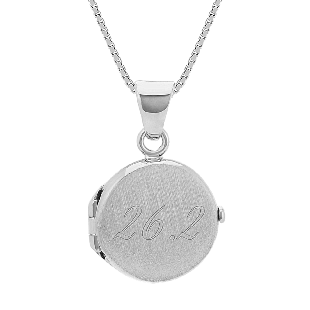 Brushed 14K White Gold Circle Locket (18'')