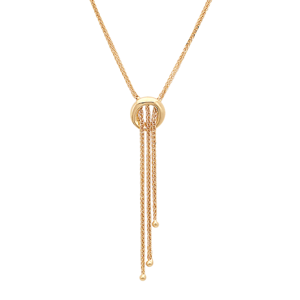Circle and Tassel Necklace in 14k Yellow Gold (18'')