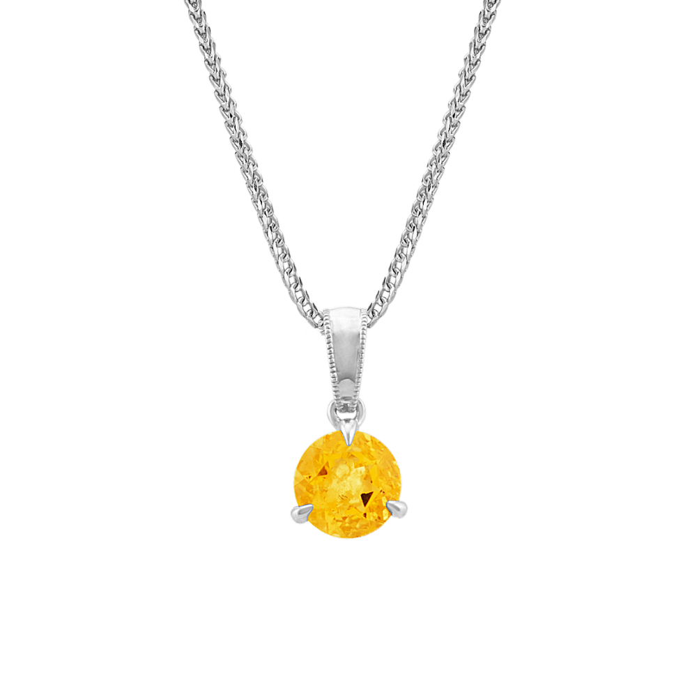 Gwen Natural Citrine Solitaire Pendant in Sterling Silver (22 in)
