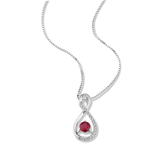 Claret Ruby & Diamond Infinity Pendant