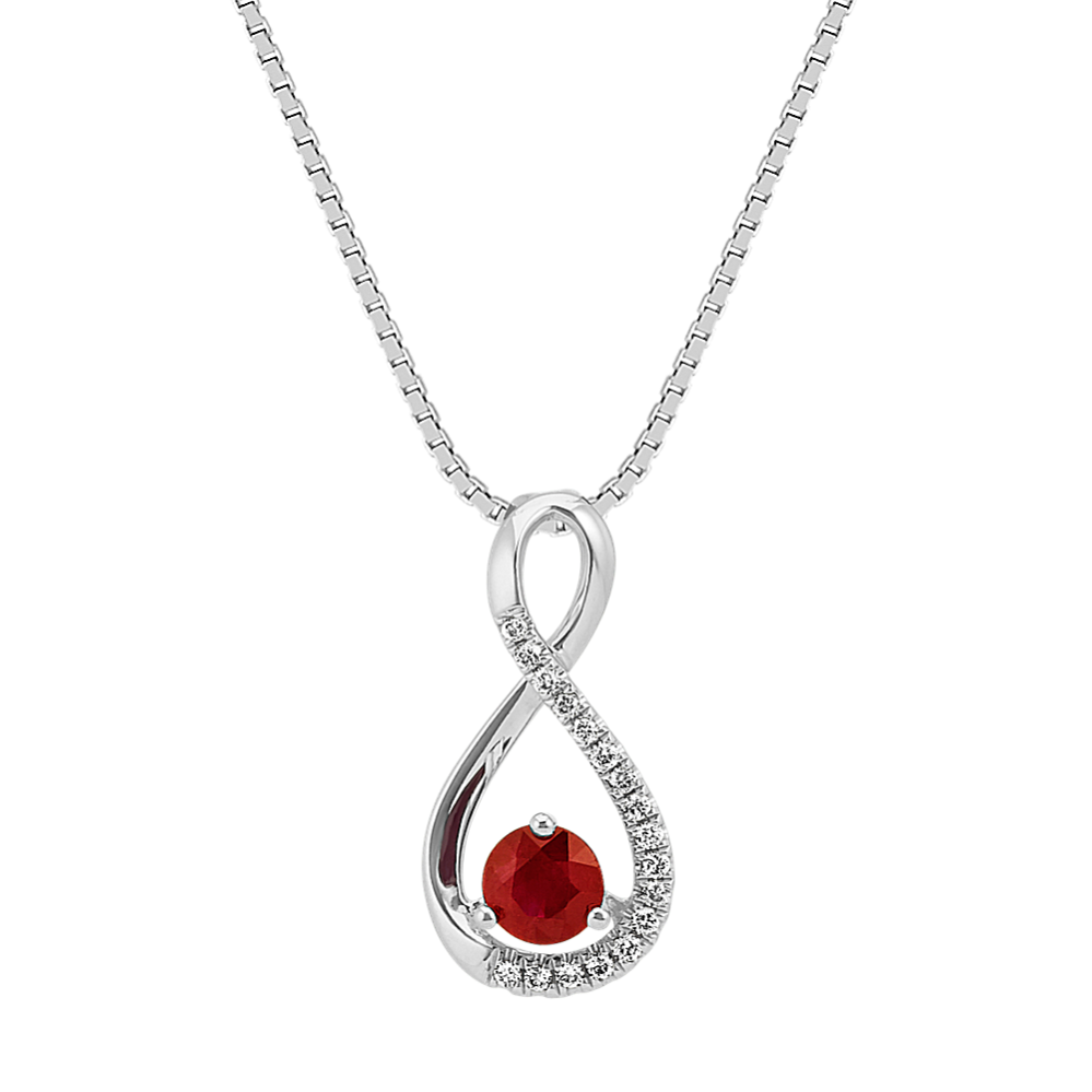 Claret Ruby & Diamond Infinity Pendant