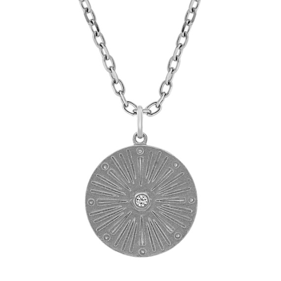 Compass Pendant in 14k White Gold (22 in)