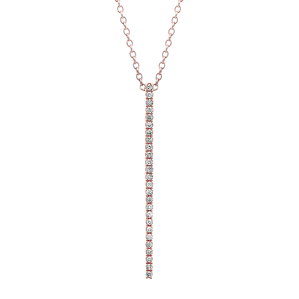 Cosima Diamond Bar Pendant in 14K Rose Gold (24 in)