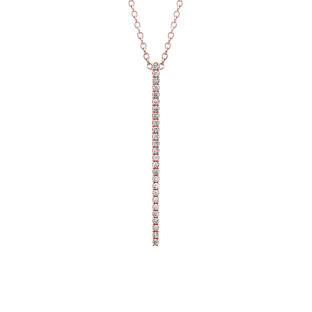 Cosima Natural Diamond Bar Pendant in 14K Rose Gold (24 in)