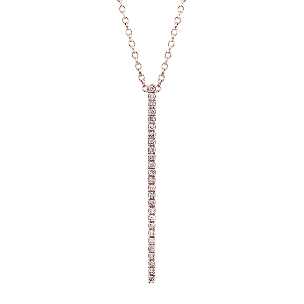 Cosima Diamond Bar Pendant in 14K Rose Gold (24 in)
