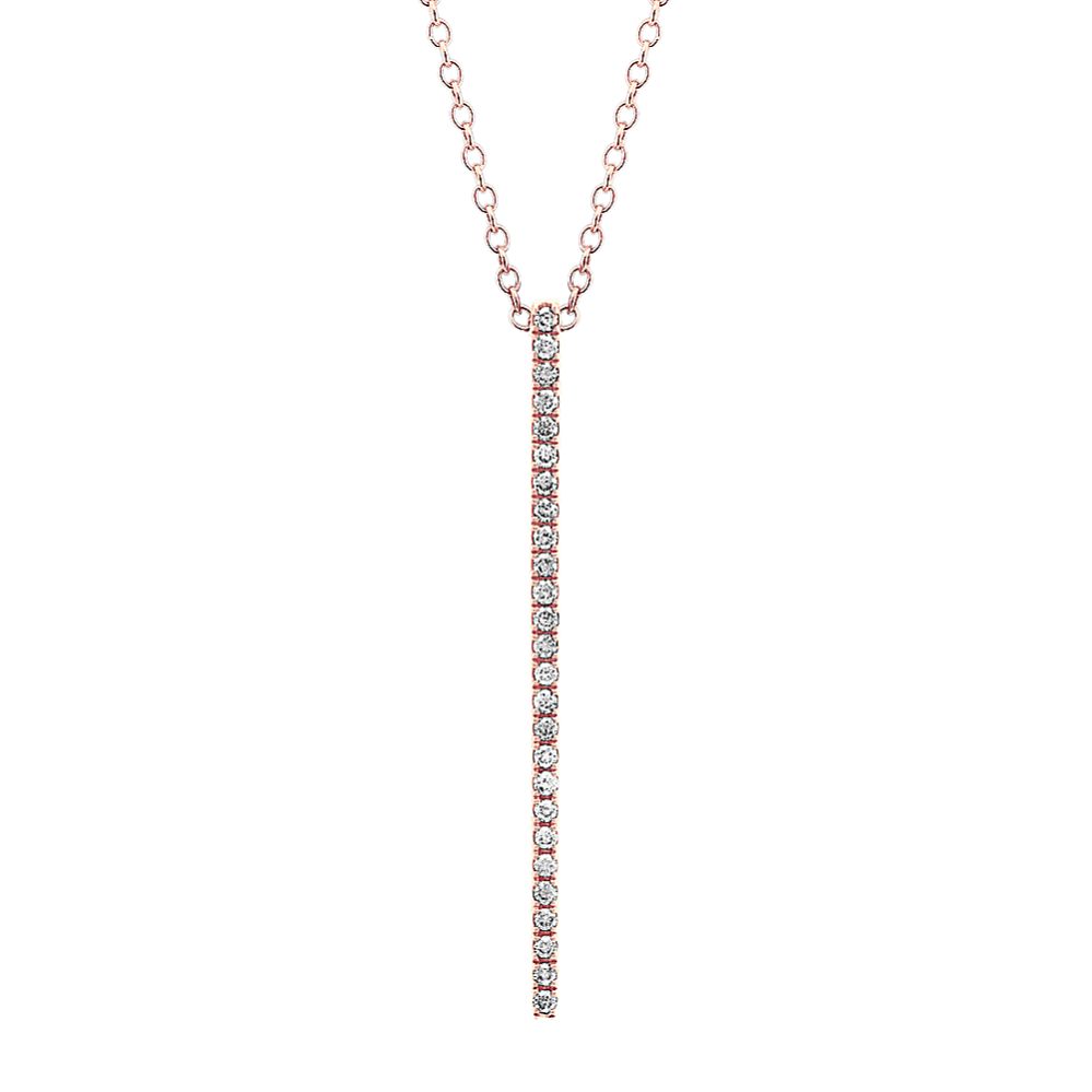 Cosima Diamond Bar Pendant in 14K Rose Gold (24'')