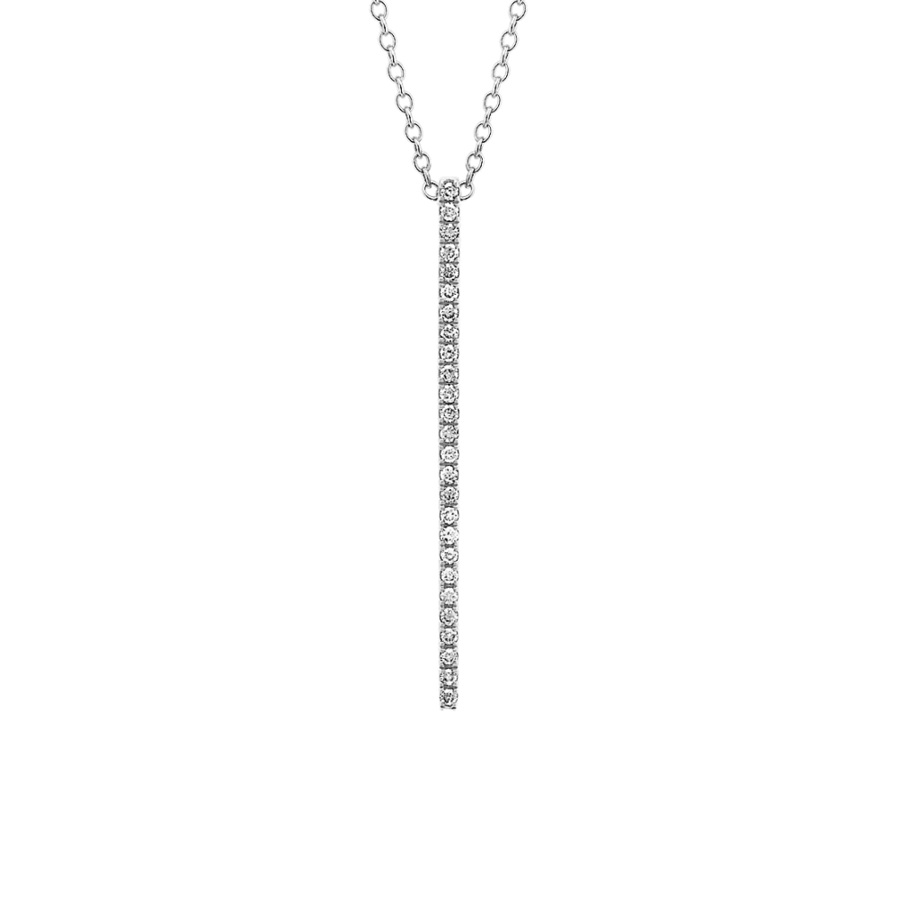 Cosima Natural Diamond Bar Pendant in 14K White Gold (24 in)