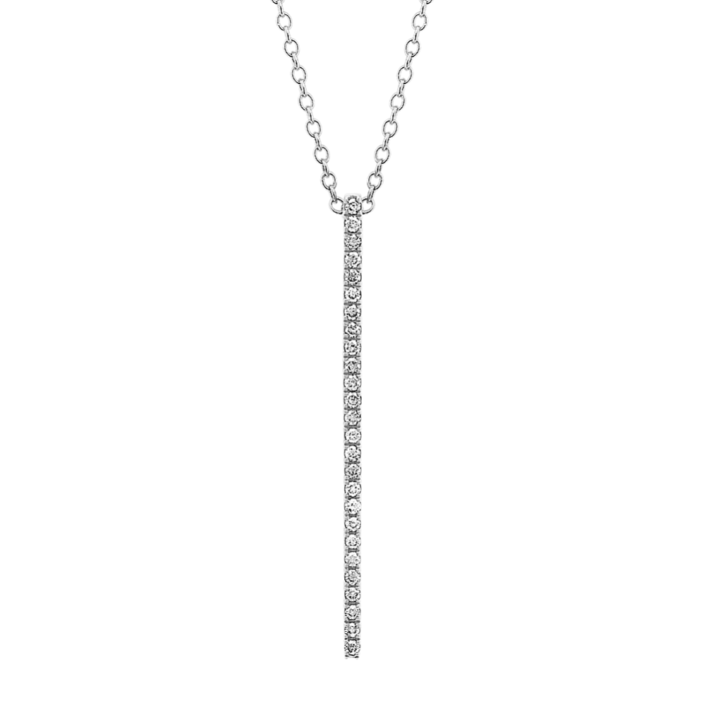 Cosima Diamond Bar Pendant in 14K White Gold (24'')