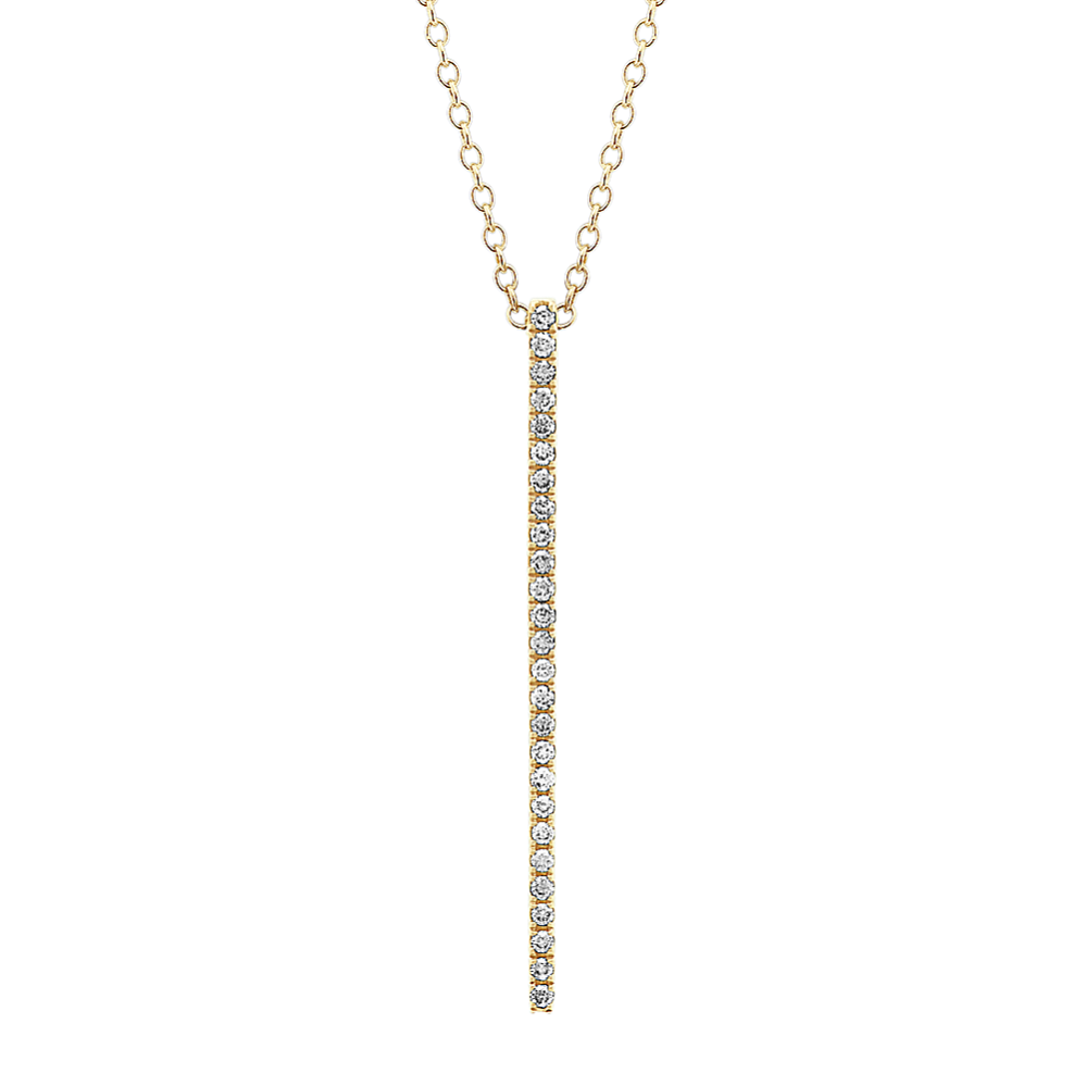 Cosima Diamond Bar Pendant in 14K Yellow Gold (24 in)