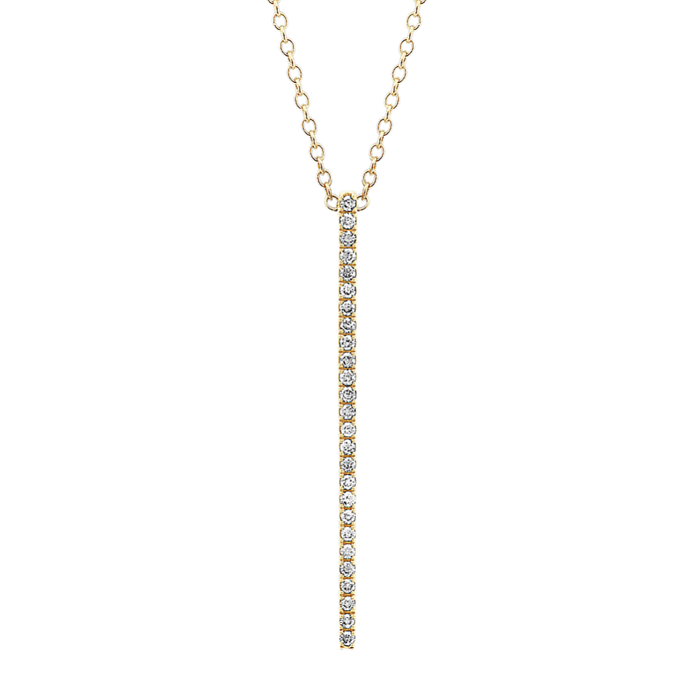 Cosima Diamond Bar Pendant in 14K Yellow Gold (24'')