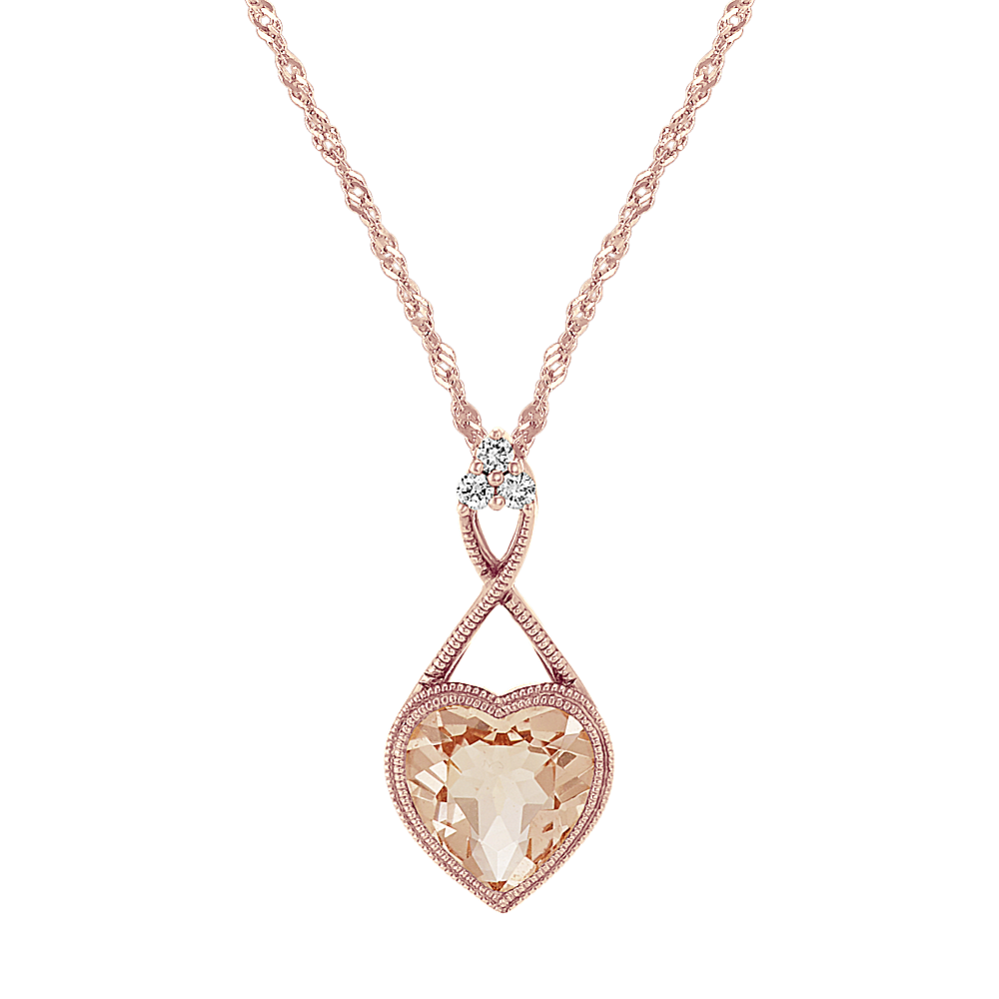 Coventry Morganite and Diamond Pendant in 14K Rose Gold (22 in)