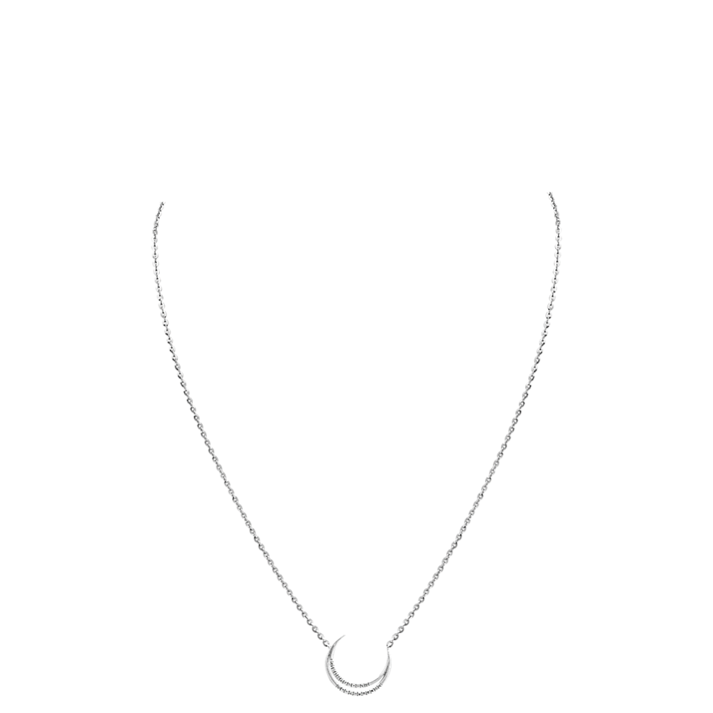 Crescent Moon Diamond Pendant in Sterling Silver | Shane Co.