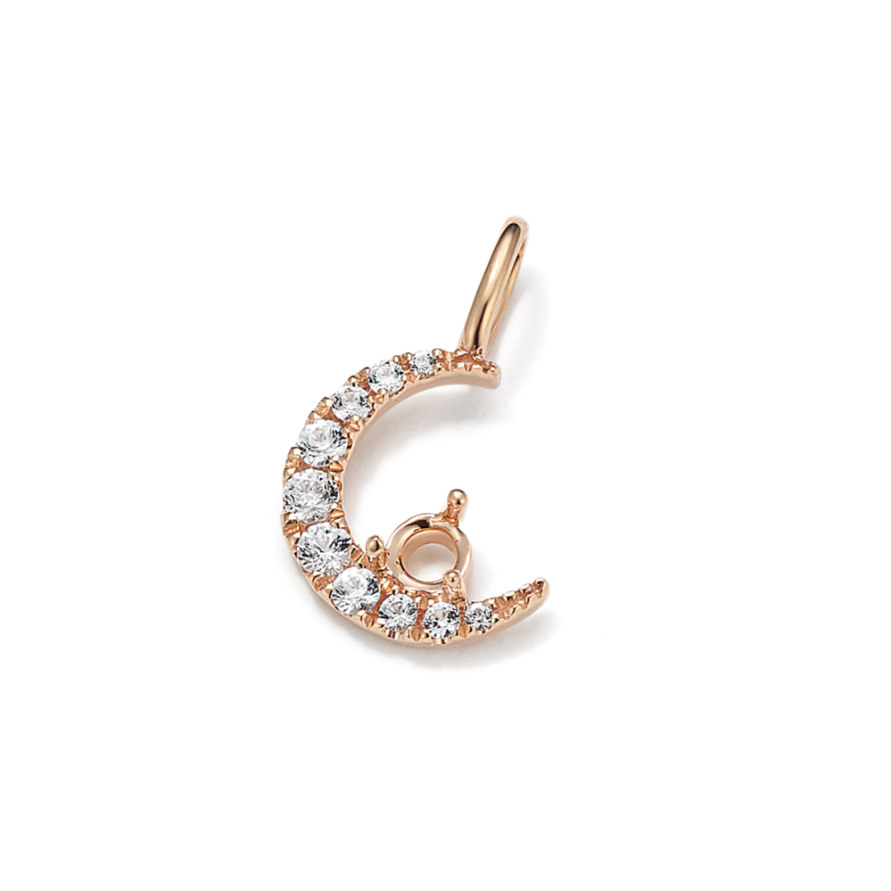 Pick-Your-Gem White Sapphire Crescent Moon Charm