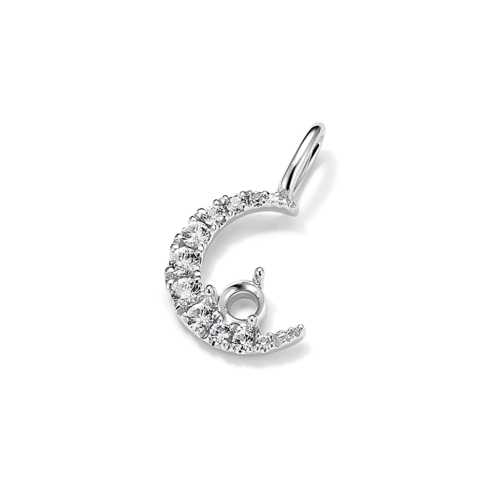 Pick-Your-Gem White Sapphire Crescent Moon Charm