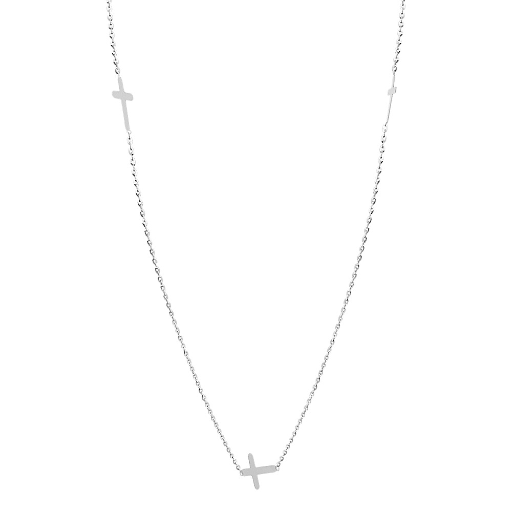 Cross Necklace in 14K White Gold (18 in) | Shane Co.