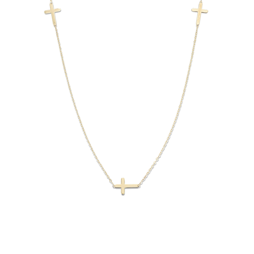Shiloh Cross Necklace in 14K Yellow Gold (18 in)