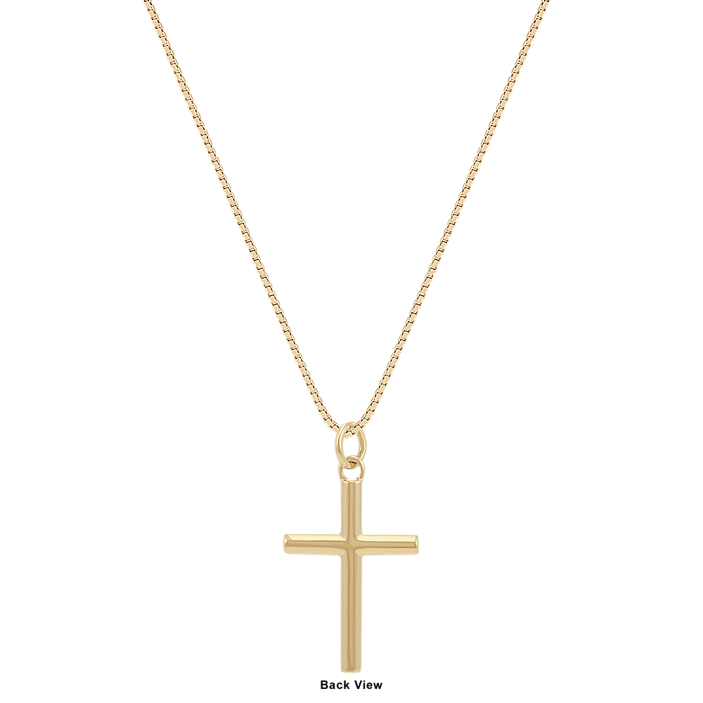 24 inch Mens Cross Necklace in 14k Yellow Gold | Shane Co.