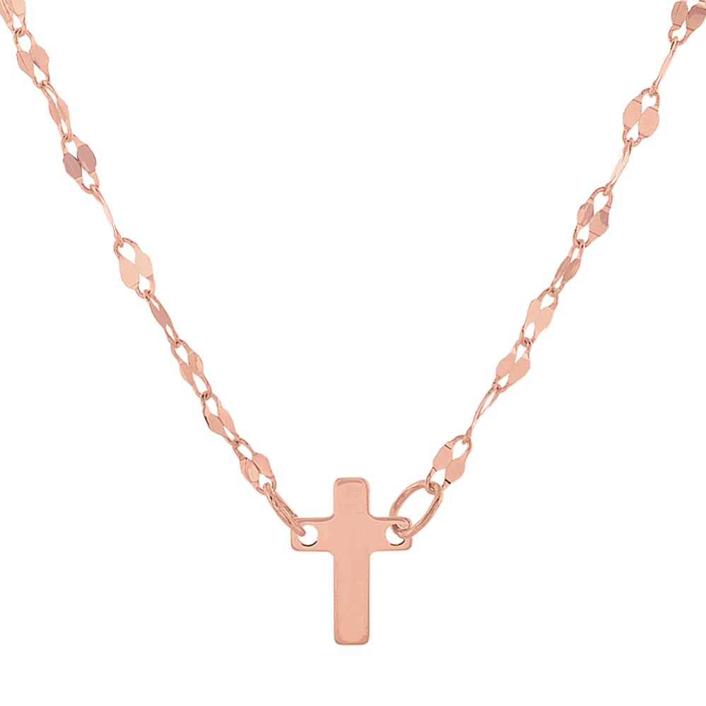 Cross Pendant in 14K Rose Gold (18'')